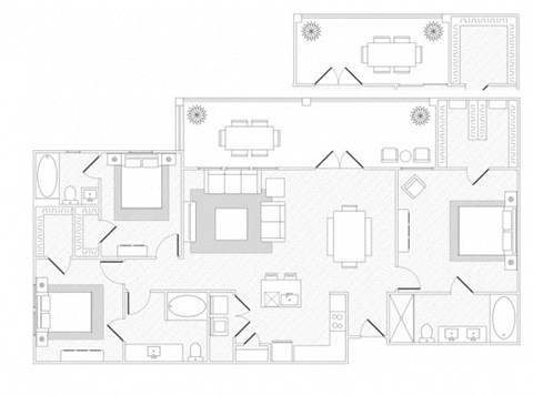 Floor plan for 3 beds, 3 baths, 1581 sqft